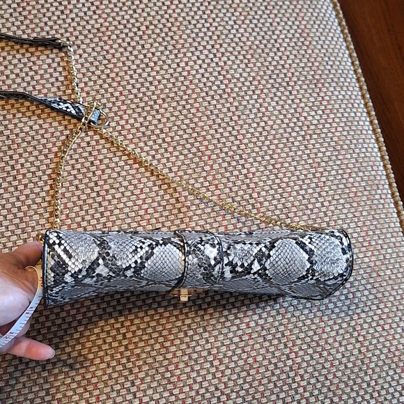 Madison West Black and Gray Snakeskin Print Crossbody Bag - Picture 14 of 15